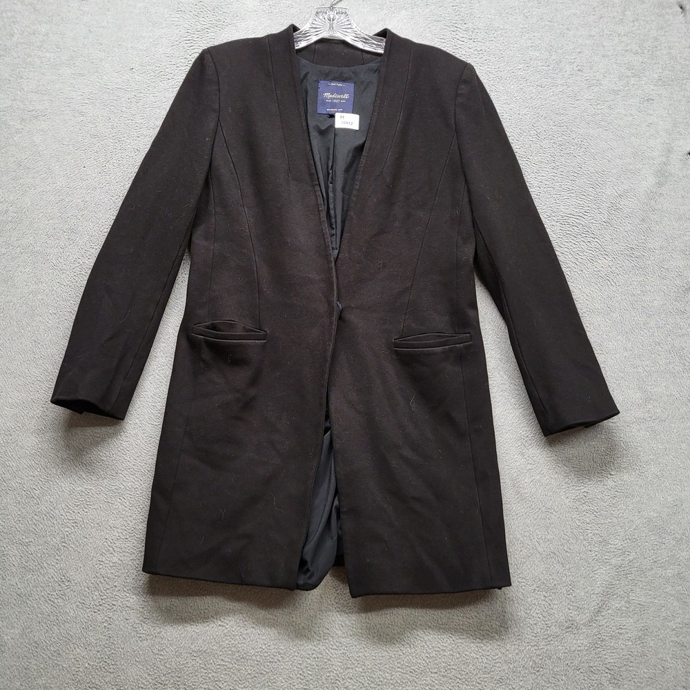 Madewell Women Blazer 10 Black Venice Coat Oversized Long Line Business Classic